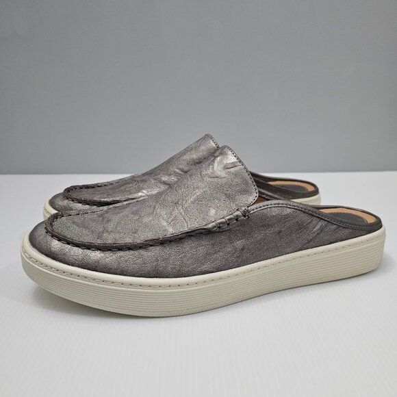 Sofft Somers Moc Mule Sneaker Womens 11 Metallic Gray Leather Casual Slip On - Picture 1 of 13